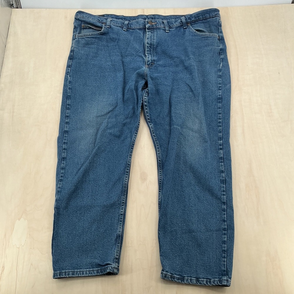 Wrangler Jeans Mens 48x30 Blue Stretch Straight Leg Workwear Western 1097FXVMD